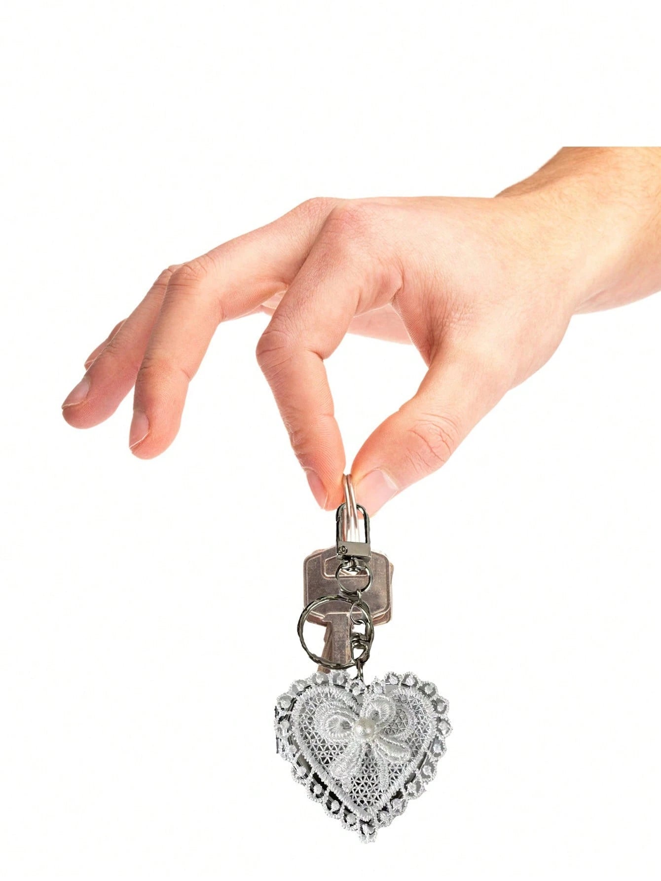 Lace Heart Bow Mirror Keychain, Vintage Y2K Cute Versatile Bag Charm, Y2K Cute Versatile Keychain, Bag Decoration, Keychain Accessory, Small Gift For Women, Birthday, Valentine's Day, Mother's Day, Co