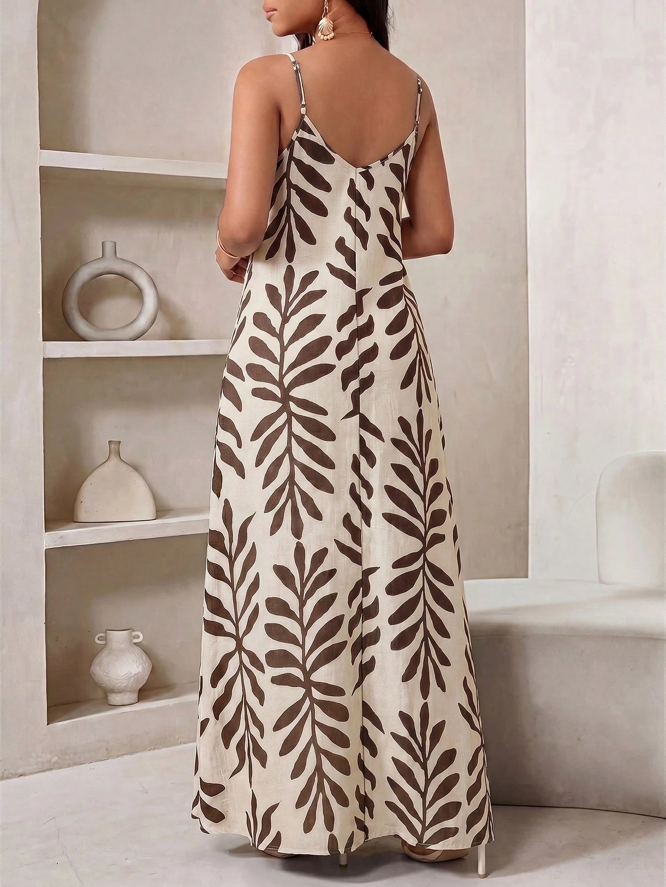 Lady Women's Casual Tropical Boho Floral Print Sleeveless Dress For Summer, Long Leaf Maxi Elegant Holiday Vacation Grey Leopard Print Beach