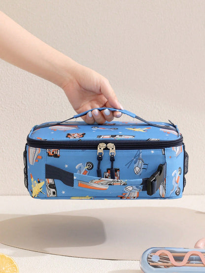 Large Capacity Insulated Lunch Bag, Leak-Proof Thermal Food Storage Bag, Leak-Proof And Washable, Vibrant Cartoon Pattern Design, Perfect For School, Office Or Picnic, Fun Lunch Box Cooler Bag, Waterp