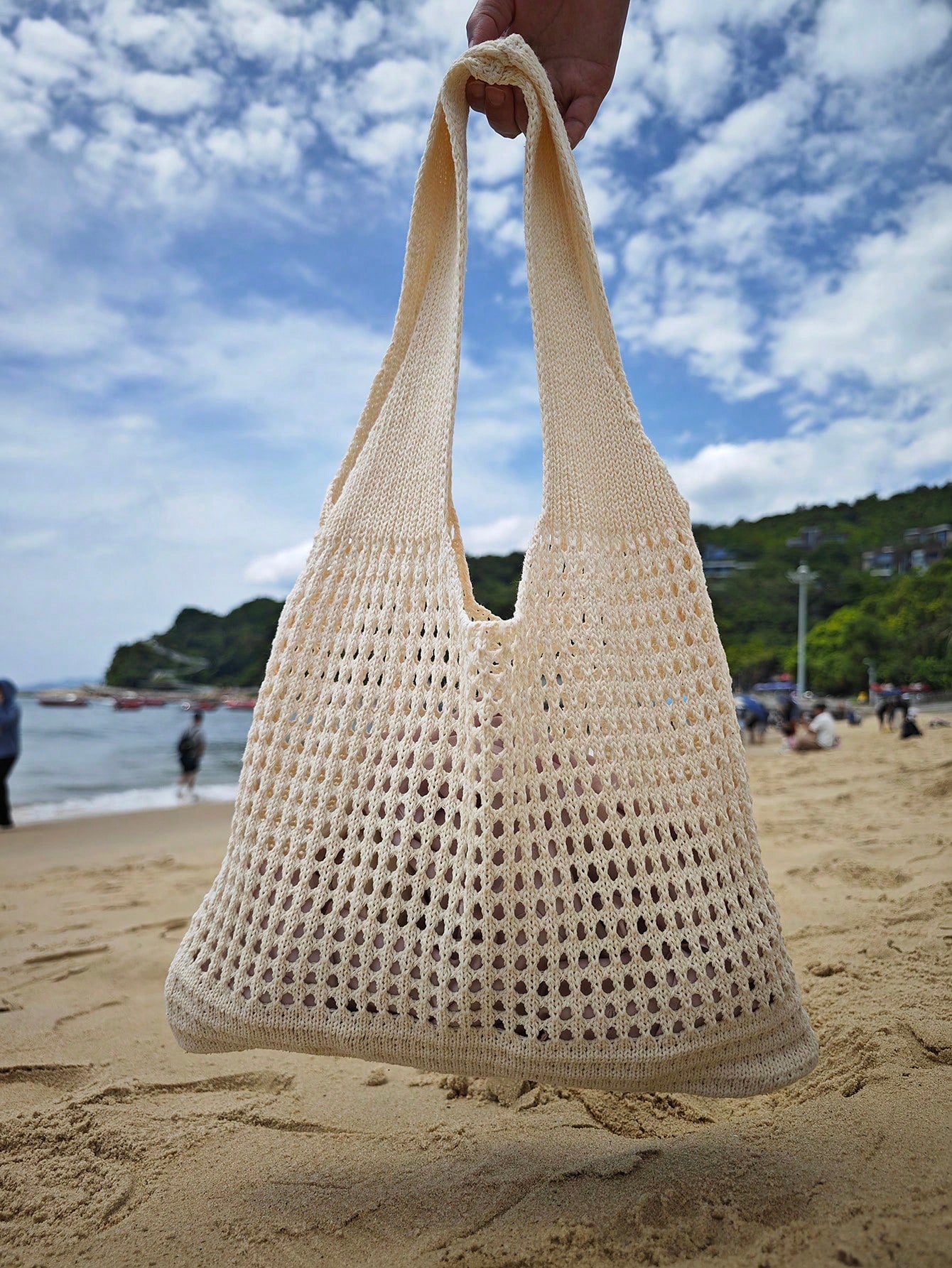 Large Capacity Student Summer Tote Bag, Women's Sand-Resistant Knitted Shoulder Bag, Vintage Hollow Floral Decor Supermarket Shopping Handbag, Back To School Crochet Woven Bag, Large Women's Handbag