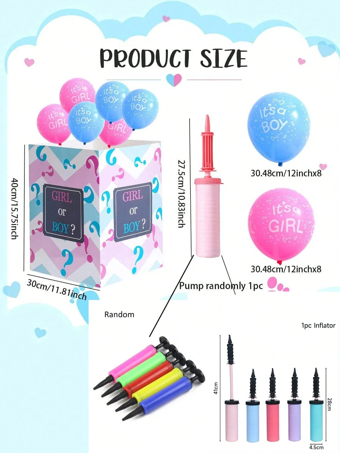 Latex Baby Balloon Release Box For Gender Reveal Decorations, Suitable For Baby Birthday Parties, Baby Showers, And Themed Parties