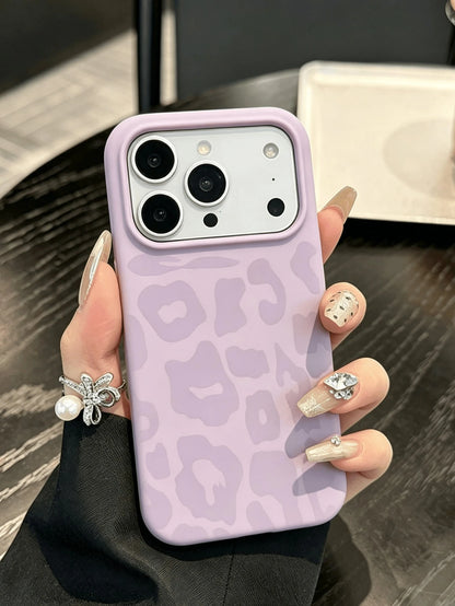 Lavender Purple Leopard Print Phone Case, Soft Matte Silicone, Shockproof Lens Protection, Full Coverage Compatible With IPhone 17 Pro Max 16 15 14 13 12 11, Soft Aesthetic