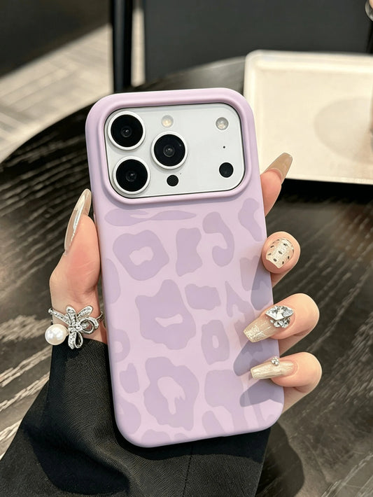 Lavender Purple Leopard Print Phone Case, Soft Matte Silicone, Shockproof Lens Protection, Full Coverage Compatible With IPhone 17 Pro Max 16 15 14 13 12 11, Soft Aesthetic
