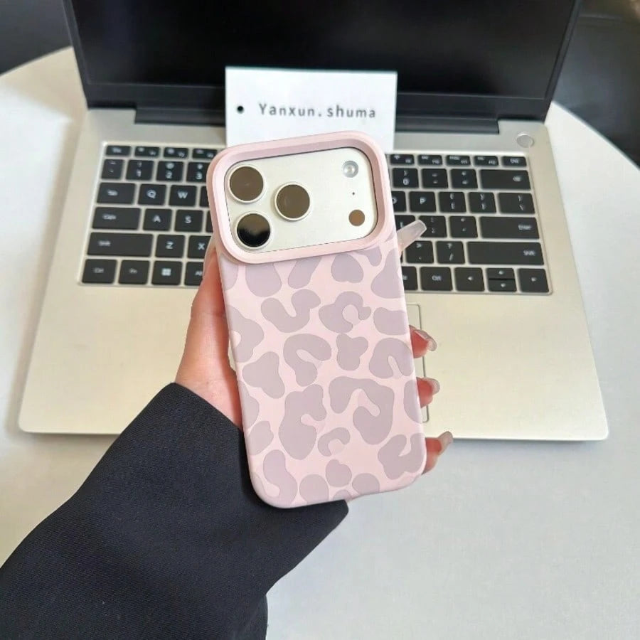 Lavender Purple Leopard Print Phone Case, Soft Matte Silicone, Shockproof Lens Protection, Full Coverage Compatible With IPhone 17 Pro Max 16 15 14 13 12 11, Soft Aesthetic