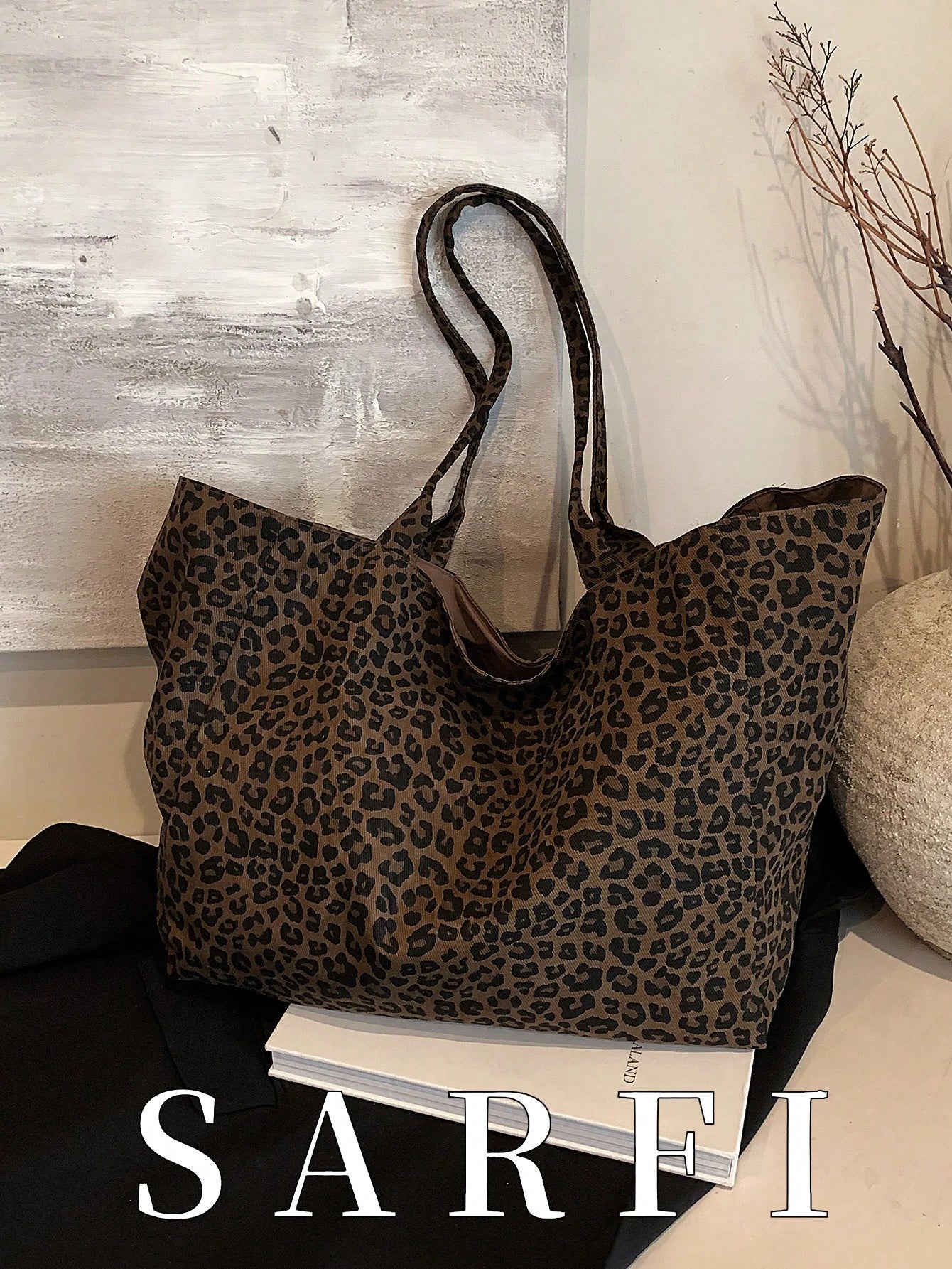 Lazy Style Leopard Print Pattern Women's Tote Bag, Stylish And Versatile Large Capacity Storage Shoulder/Commuting Bag