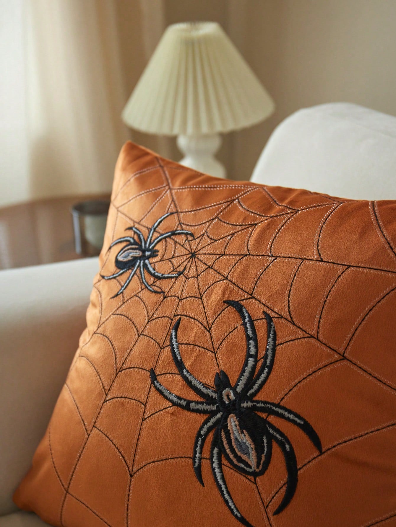 LCUHPCL 1pc Halloween Vintage Gothic Style 3D Spider Web Embroidery Pillowcase, Home Decor For Living Room, Bedroom, Car Interior And More