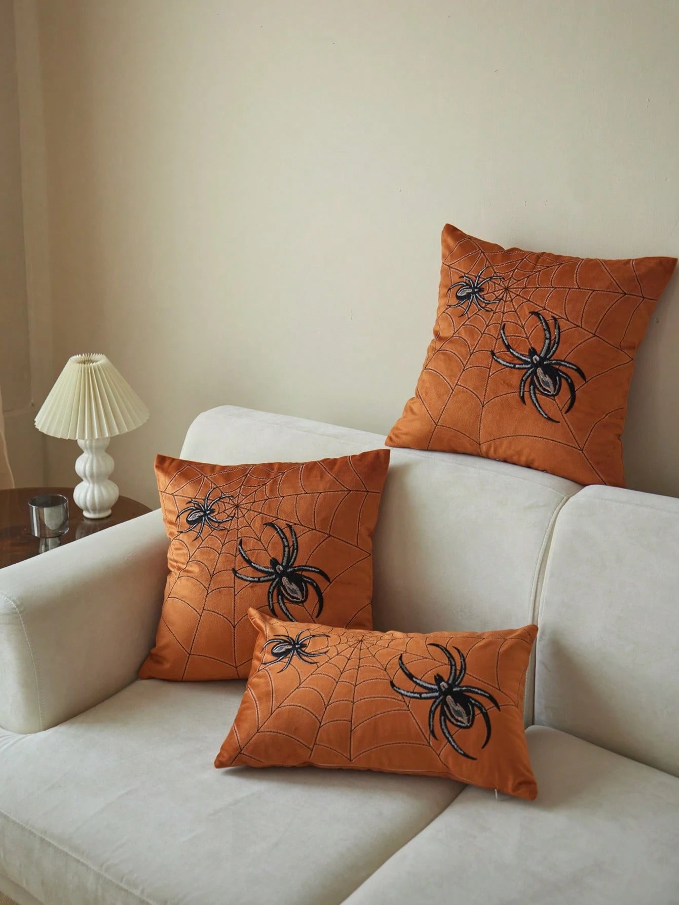 LCUHPCL 1pc Halloween Vintage Gothic Style 3D Spider Web Embroidery Pillowcase, Home Decor For Living Room, Bedroom, Car Interior And More