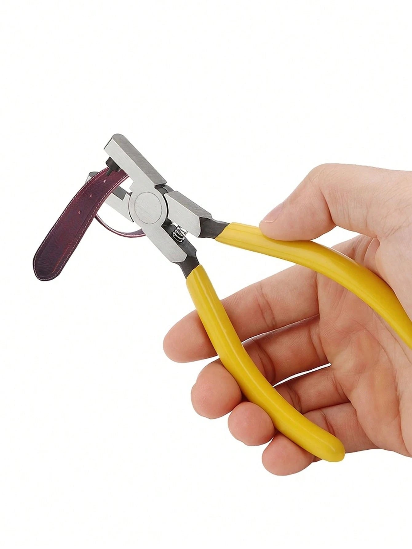 Leather Strap Hole Puncher (2mm Hole), Round Hole Punch, Yellow Non-Slip Rubber Handle, Steel Material, Essential DIY Leather Craft Tool, Suitable For Watch Band Size Adjustment And Hole Punching, Ide