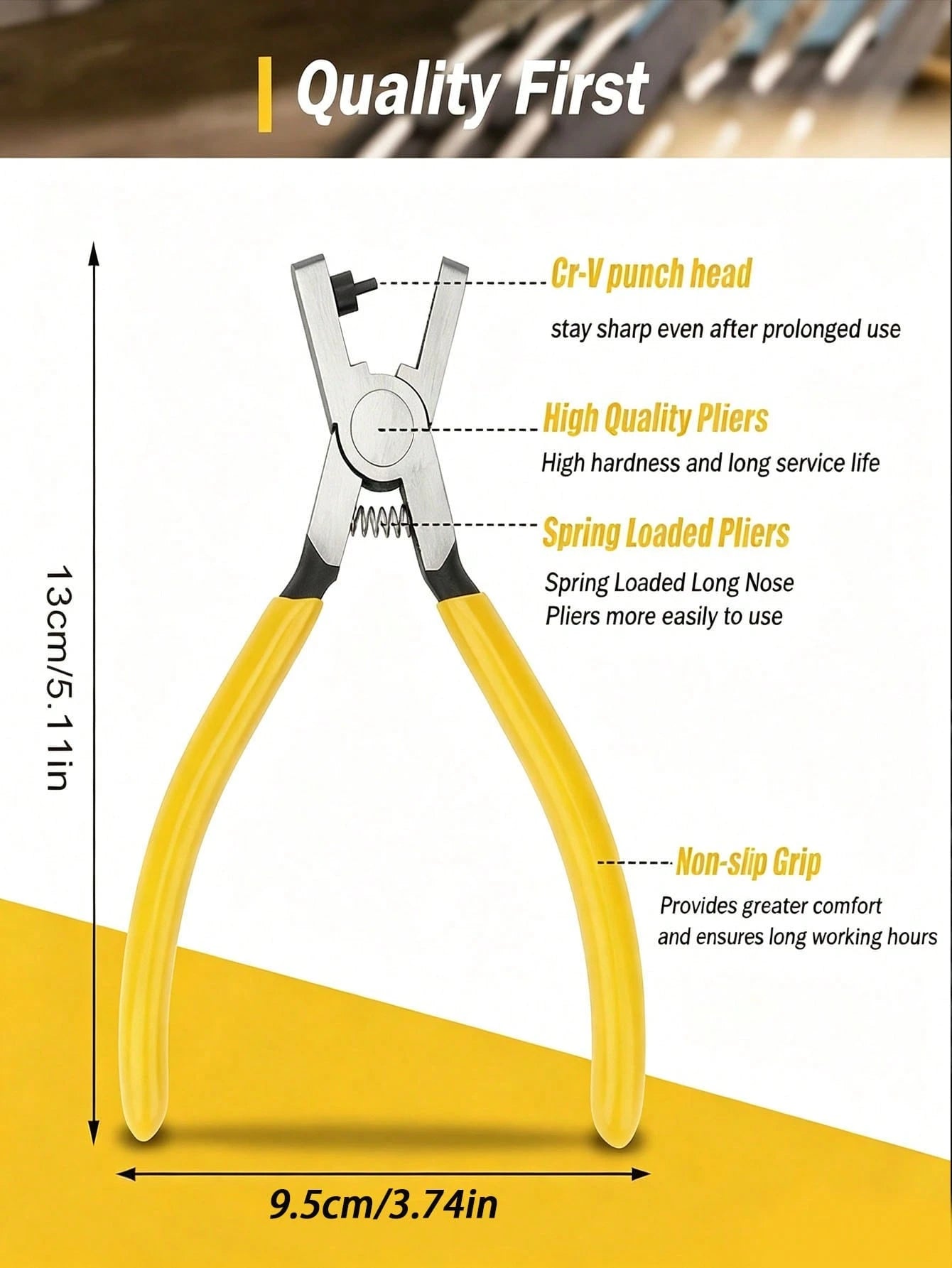 Leather Strap Hole Puncher (2mm Hole), Round Hole Punch, Yellow Non-Slip Rubber Handle, Steel Material, Essential DIY Leather Craft Tool, Suitable For Watch Band Size Adjustment And Hole Punching, Ide
