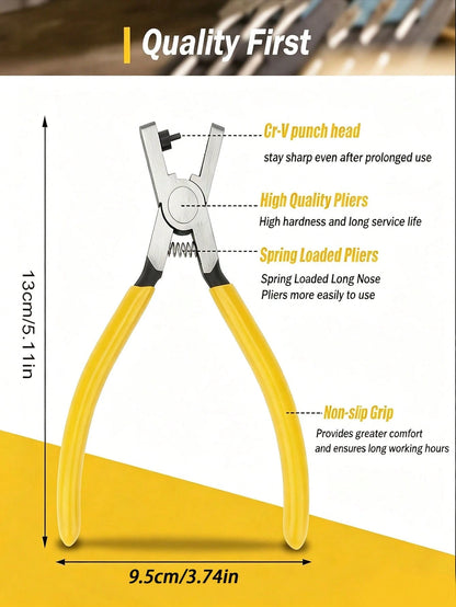 Leather Strap Hole Puncher (2mm Hole), Round Hole Punch, Yellow Non-Slip Rubber Handle, Steel Material, Essential DIY Leather Craft Tool, Suitable For Watch Band Size Adjustment And Hole Punching, Ide
