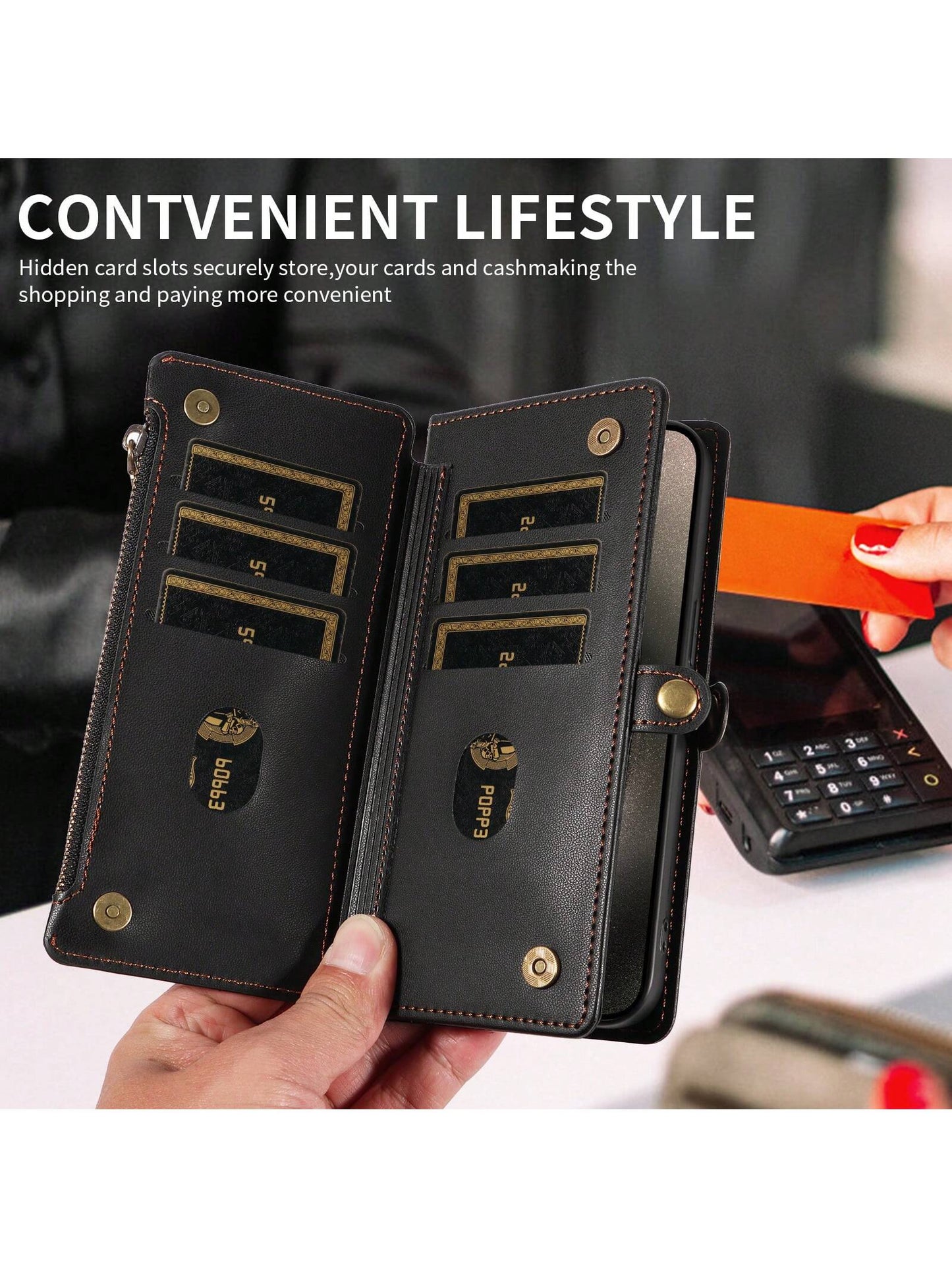 Leather Wallet Card Holder 1pc Multifunctional Crossbody Strap Flip Phone Case With Card Slots Compatible With Apple 17 Pro Max & Series Fashion Protective Cover For Shopping Travel Birthday Gift Prof