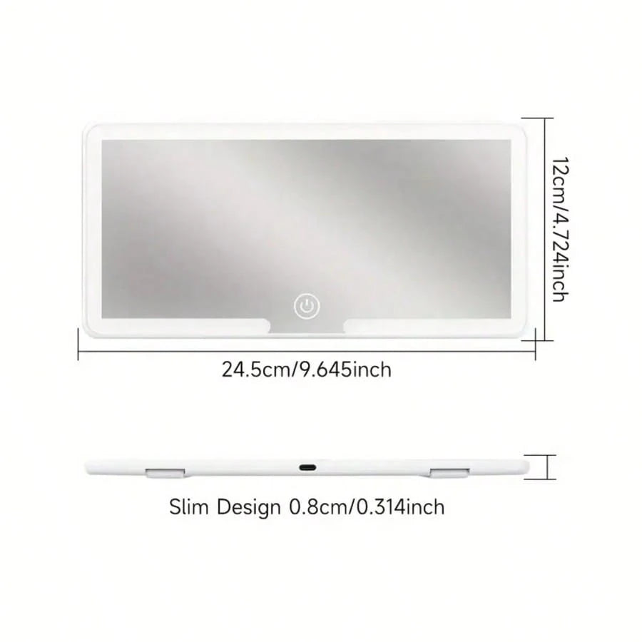 LED Car Vanity Mirror With Light- Adjustable Vanity Mirror With USB Rechargeable Battery, Portable And Foldable Design, 3 Light Modes, Compact Travel Mirror For Women, Men, And Teenagers- Car Sun Vi