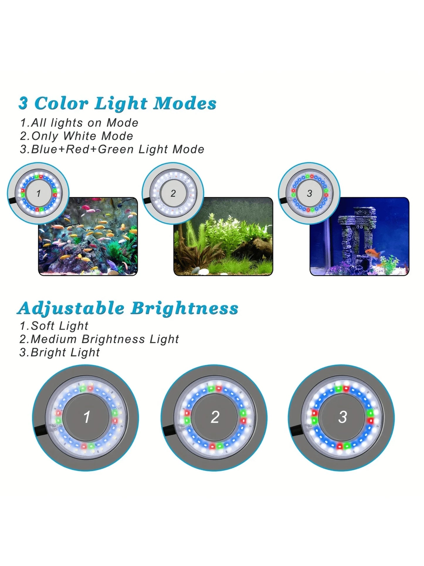 LED Clip-On Aquarium Light, 8W Waterproof USB Powered Fish Tank Light, 360° Flexible Adjustable Aquarium Light For Fish/Plants