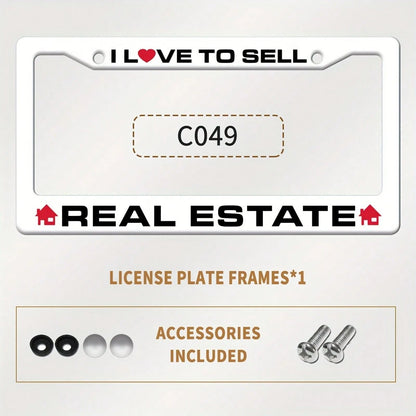 License Plate Frame| Real Estate Agent License Plate Holder, For Decorative Purposes Only, Not For Practical Use, Front License Plate Holder, Car Accessory With 2 Screw Holes, Suitable For 12 X 6inch