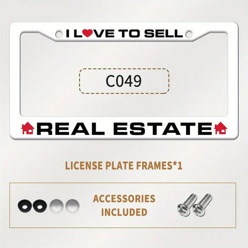 License Plate Frame| Real Estate Agent License Plate Holder, For Decorative Purposes Only, Not For Practical Use, Front License Plate Holder, Car Accessory With 2 Screw Holes, Suitable For 12 X 6inch