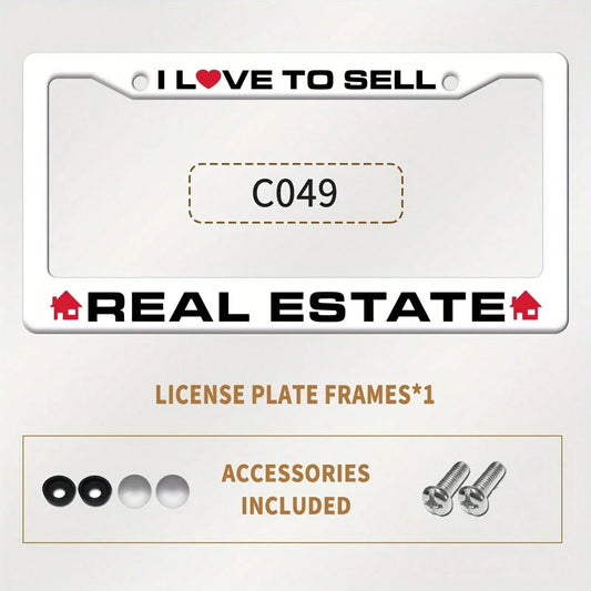 License Plate Frame| Real Estate Agent License Plate Holder, For Decorative Purposes Only, Not For Practical Use, Front License Plate Holder, Car Accessory With 2 Screw Holes, Suitable For 12 X 6inch
