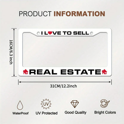 License Plate Frame| Real Estate Agent License Plate Holder, For Decorative Purposes Only, Not For Practical Use, Front License Plate Holder, Car Accessory With 2 Screw Holes, Suitable For 12 X 6inch