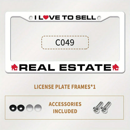 License Plate Frame| Real Estate Agent License Plate Holder, For Decorative Purposes Only, Not For Practical Use, Front License Plate Holder, Car Accessory With 2 Screw Holes, Suitable For 12 X 6inch