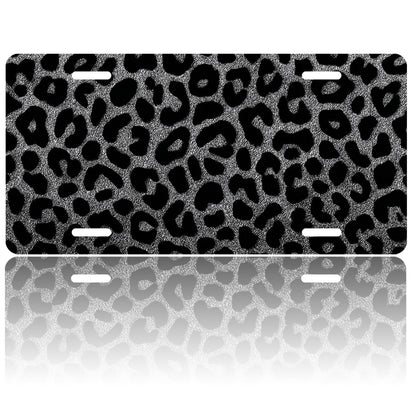 License Plates, Leopard Pattern Personalized Front Plates License Rust-Proof Stainless Steel Car License Plate Cover Vanity Car Tags For Men Women,12.2" X 6.2"