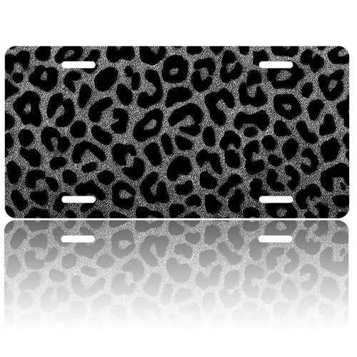 License Plates, Leopard Pattern Personalized Front Plates License Rust-Proof Stainless Steel Car License Plate Cover Vanity Car Tags For Men Women,12.2" X 6.2"