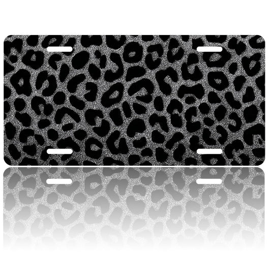 License Plates, Leopard Pattern Personalized Front Plates License Rust-Proof Stainless Steel Car License Plate Cover Vanity Car Tags For Men Women,12.2" X 6.2"