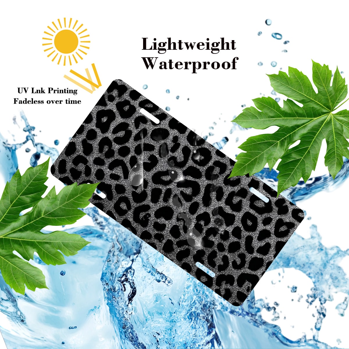 License Plates, Leopard Pattern Personalized Front Plates License Rust-Proof Stainless Steel Car License Plate Cover Vanity Car Tags For Men Women,12.2" X 6.2"