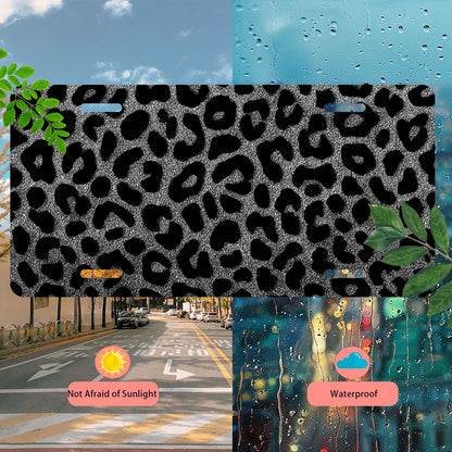 License Plates, Leopard Pattern Personalized Front Plates License Rust-Proof Stainless Steel Car License Plate Cover Vanity Car Tags For Men Women,12.2" X 6.2"