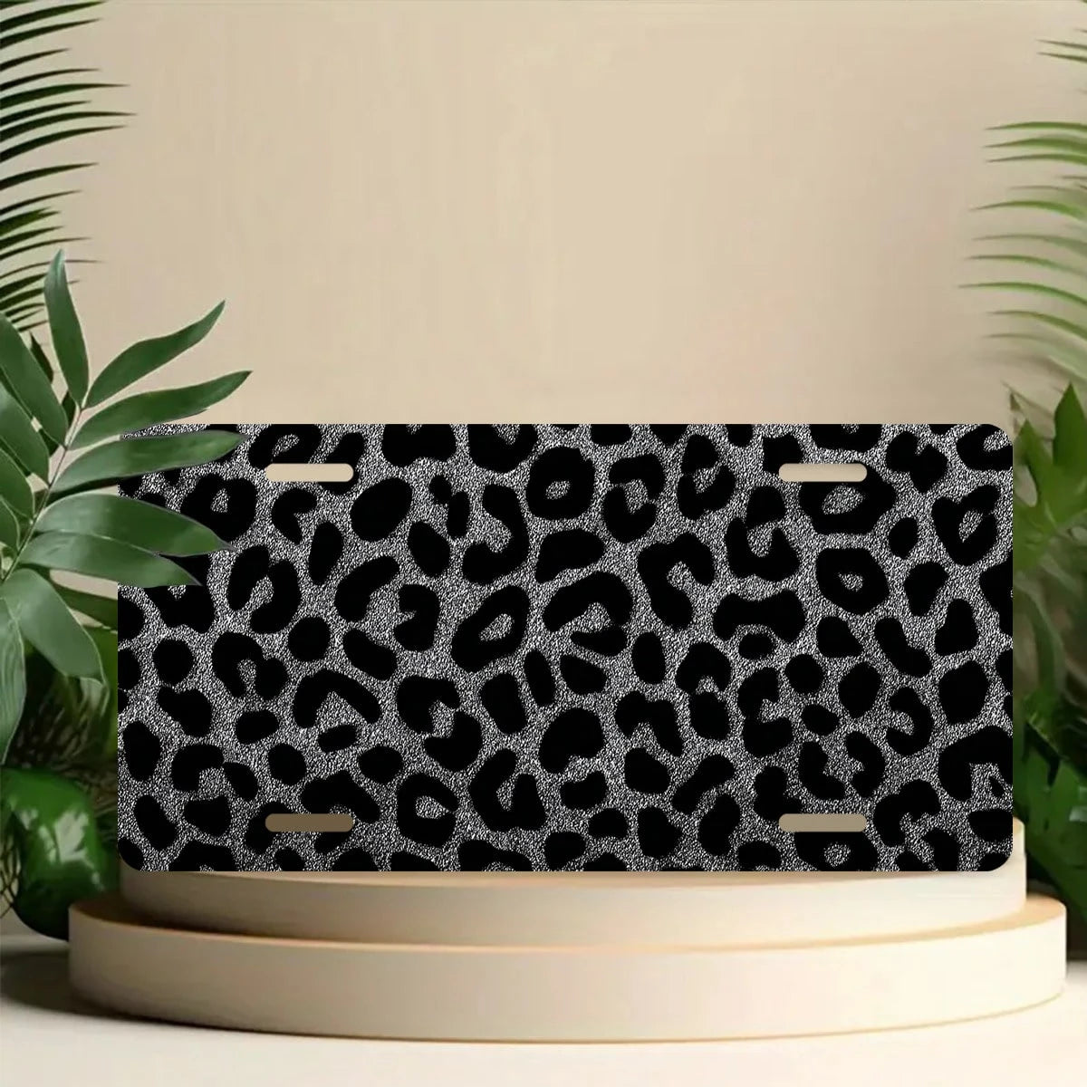 License Plates, Leopard Pattern Personalized Front Plates License Rust-Proof Stainless Steel Car License Plate Cover Vanity Car Tags For Men Women,12.2" X 6.2"