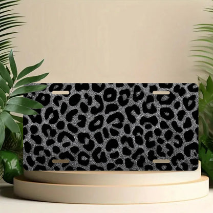 License Plates, Leopard Pattern Personalized Front Plates License Rust-Proof Stainless Steel Car License Plate Cover Vanity Car Tags For Men Women,12.2" X 6.2"