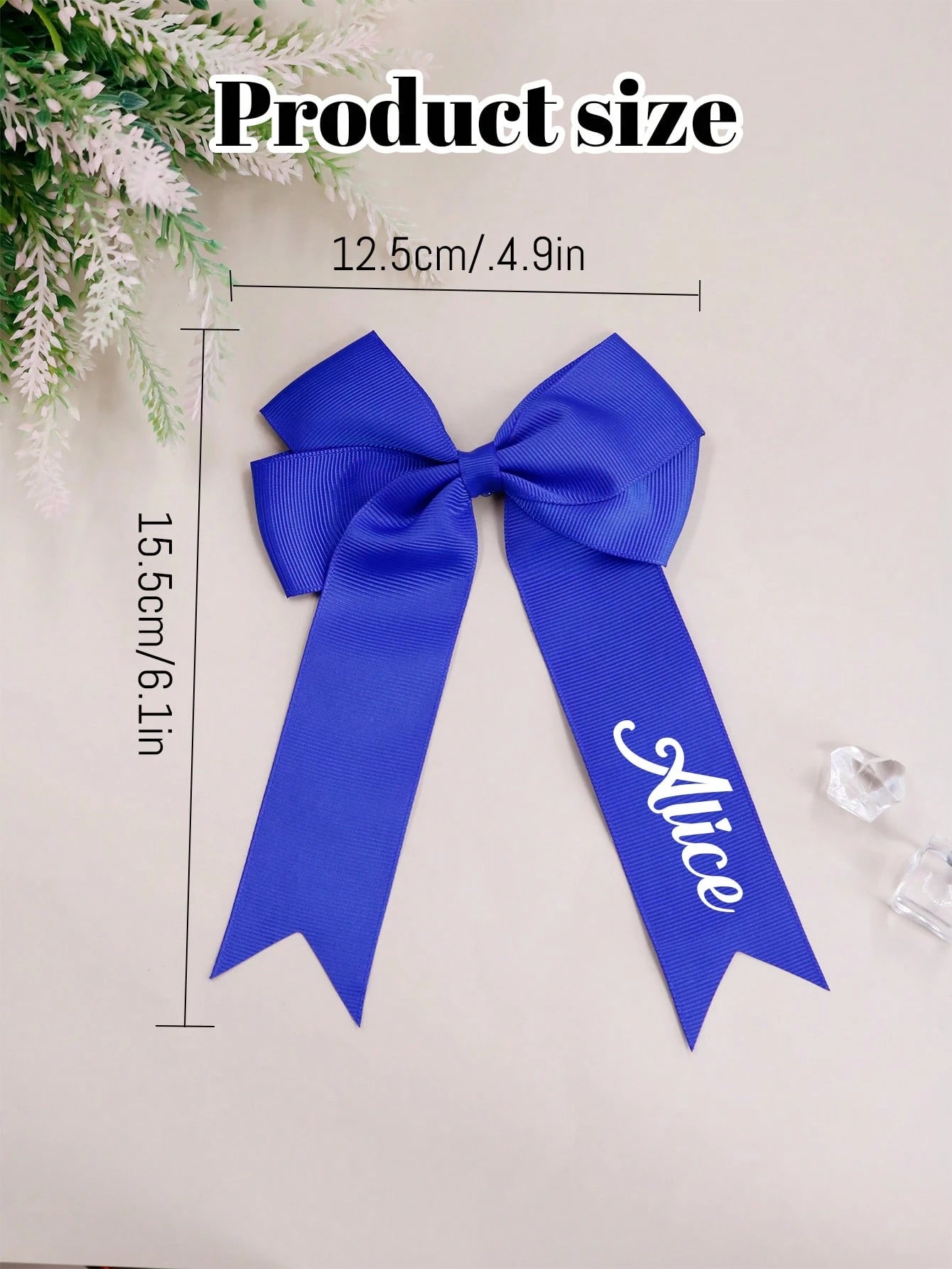LICVIC 1/2Pcs Custom Name Hair Clip, Personalized Bow Alligator Clip, Customized Satin Hair Bow, Customizable Hair Accessory, Wedding, Birthday Gift