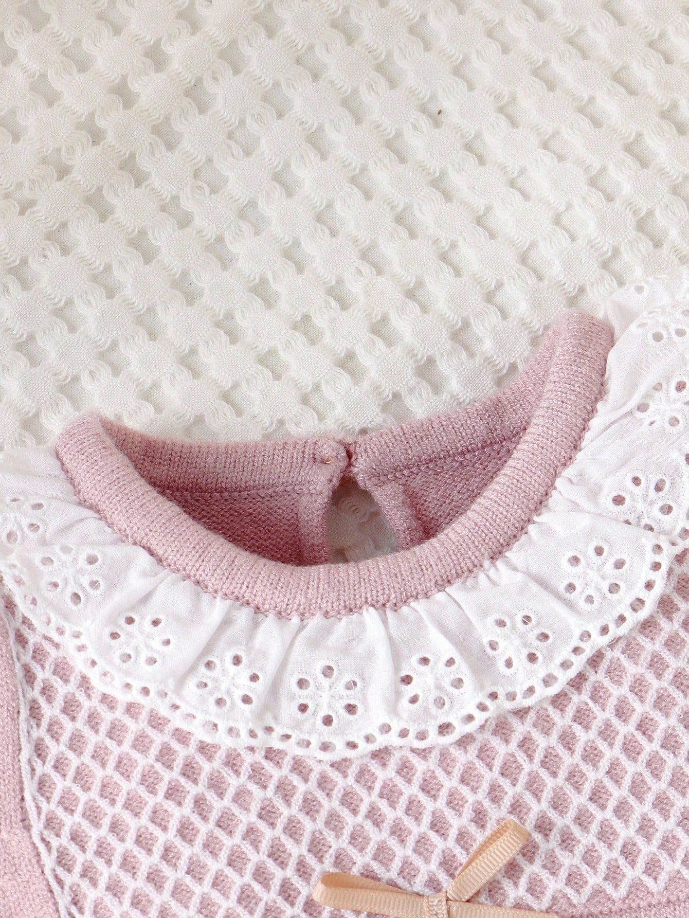 Light Pink Newborn Baby Girl Floral Lace Collar Knit Romper,Long Sleeve Sweater Jumpsuit With Socks,Cozy Autumn Clothes For Baby Shower,Winter Outfit
