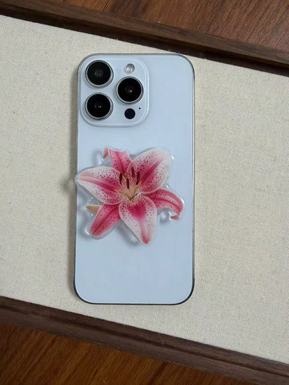 Lily Rose Flower Mobile Phone Stick-On Stand, Suitable For All Phones, Portable & Stable Desktop Phone Holder Compatible With IPhone, Android Phone, Gift For Birthday, Family, Friends Gifts Birthday P