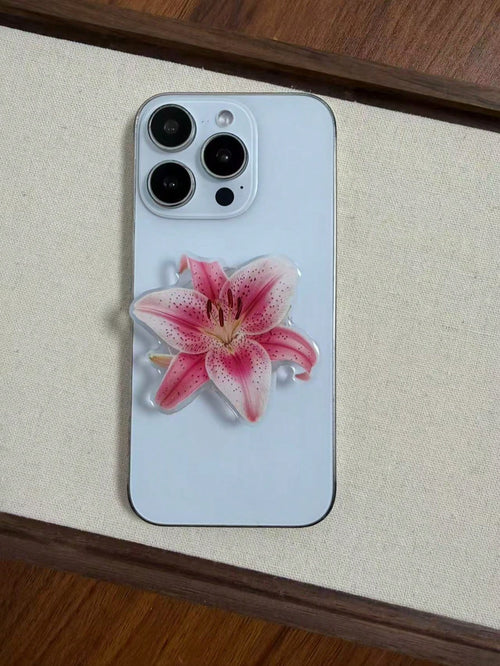 Lily Rose Flower Mobile Phone Stick-On Stand, Suitable For All Phones, Portable & Stable Desktop Phone Holder Compatible With IPhone, Android Phone, Gift For Birthday, Family, Friends Gifts Birthday P
