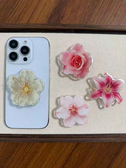 Lily Rose Flower Mobile Phone Stick-On Stand, Suitable For All Phones, Portable & Stable Desktop Phone Holder Compatible With IPhone, Android Phone, Gift For Birthday, Family, Friends Gifts Birthday P