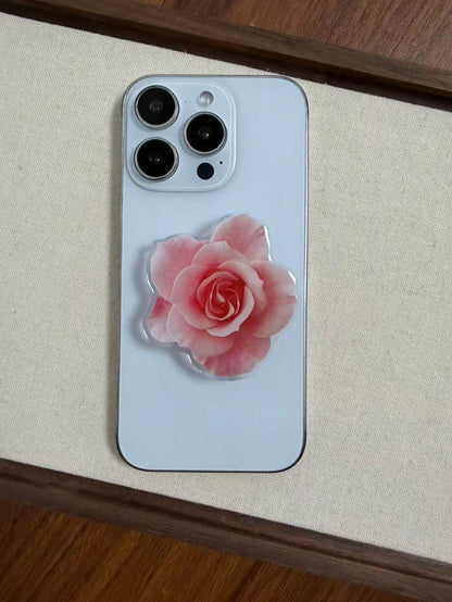 Lily Rose Flower Mobile Phone Stick-On Stand, Suitable For All Phones, Portable & Stable Desktop Phone Holder Compatible With IPhone, Android Phone, Gift For Birthday, Family, Friends Gifts Birthday P