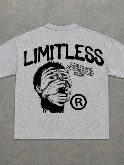 LIMITLESS Men'S White Cotton T-Shirt- Unique Y2K Streetwear With Empowering Self-Definition Statement, Bold Graphic Design & Inspirational Quote