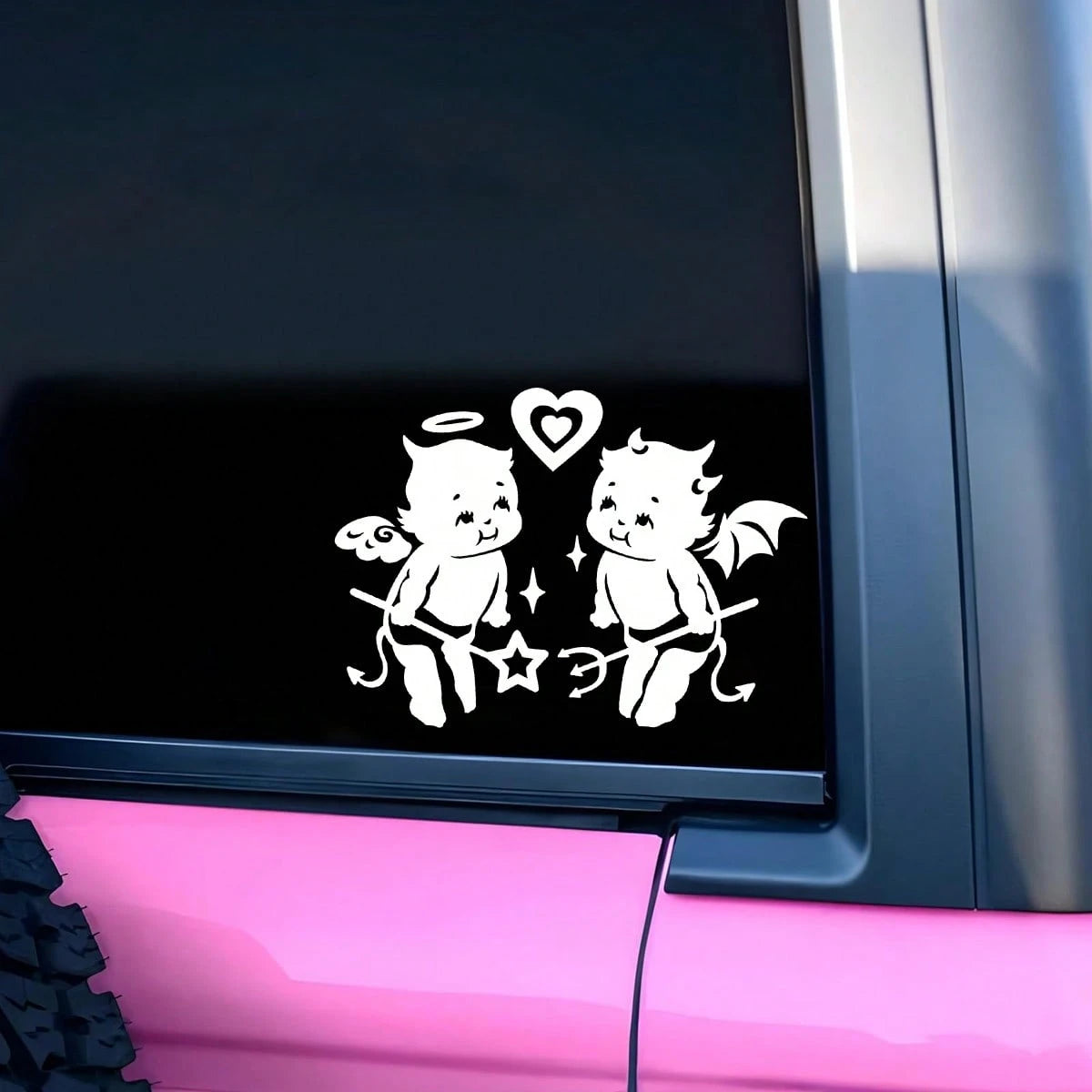 Little Angel And Little Devil Stickers, Double Stickers, Beautiful Car Decoration Stickers For Car Decoration, Home Decoration