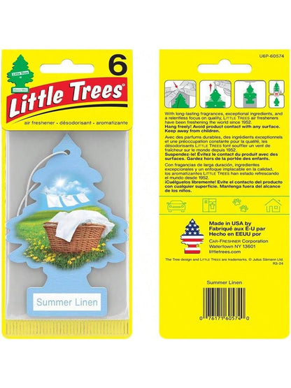 LITTLE TREES Air Fresheners Car Air Freshener. Hanging Tree Provides Long Lasting Scent For Auto Or Home. Summer Linen, Pack Of 6