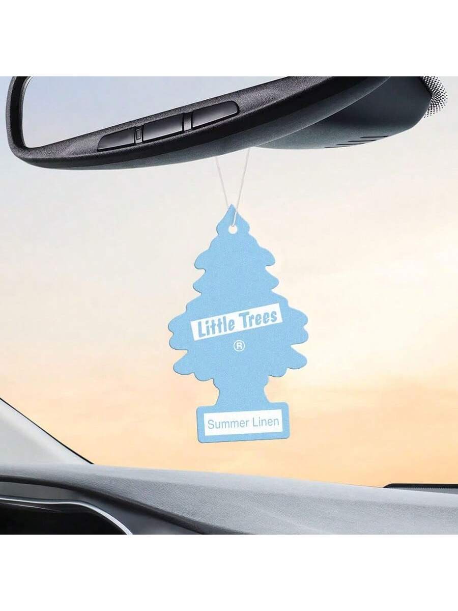 LITTLE TREES Air Fresheners Car Air Freshener. Hanging Tree Provides Long Lasting Scent For Auto Or Home. Summer Linen, Pack Of 6