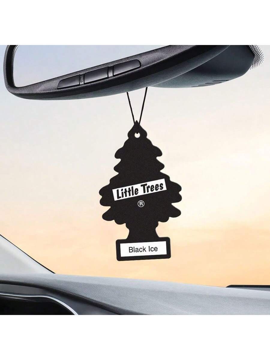 LITTLE TREES Air Fresheners Car Air Freshener. Hanging Tree Provides Long Lasting Scent For Auto Or Home. Black Ice, Pack Of 6