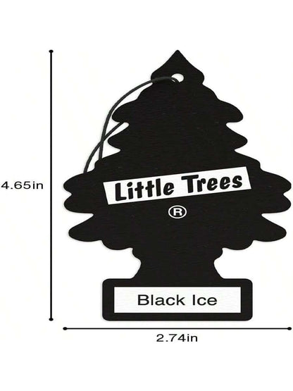 LITTLE TREES Air Fresheners Car Air Freshener. Hanging Tree Provides Long Lasting Scent For Auto Or Home. Black Ice, Pack Of 6