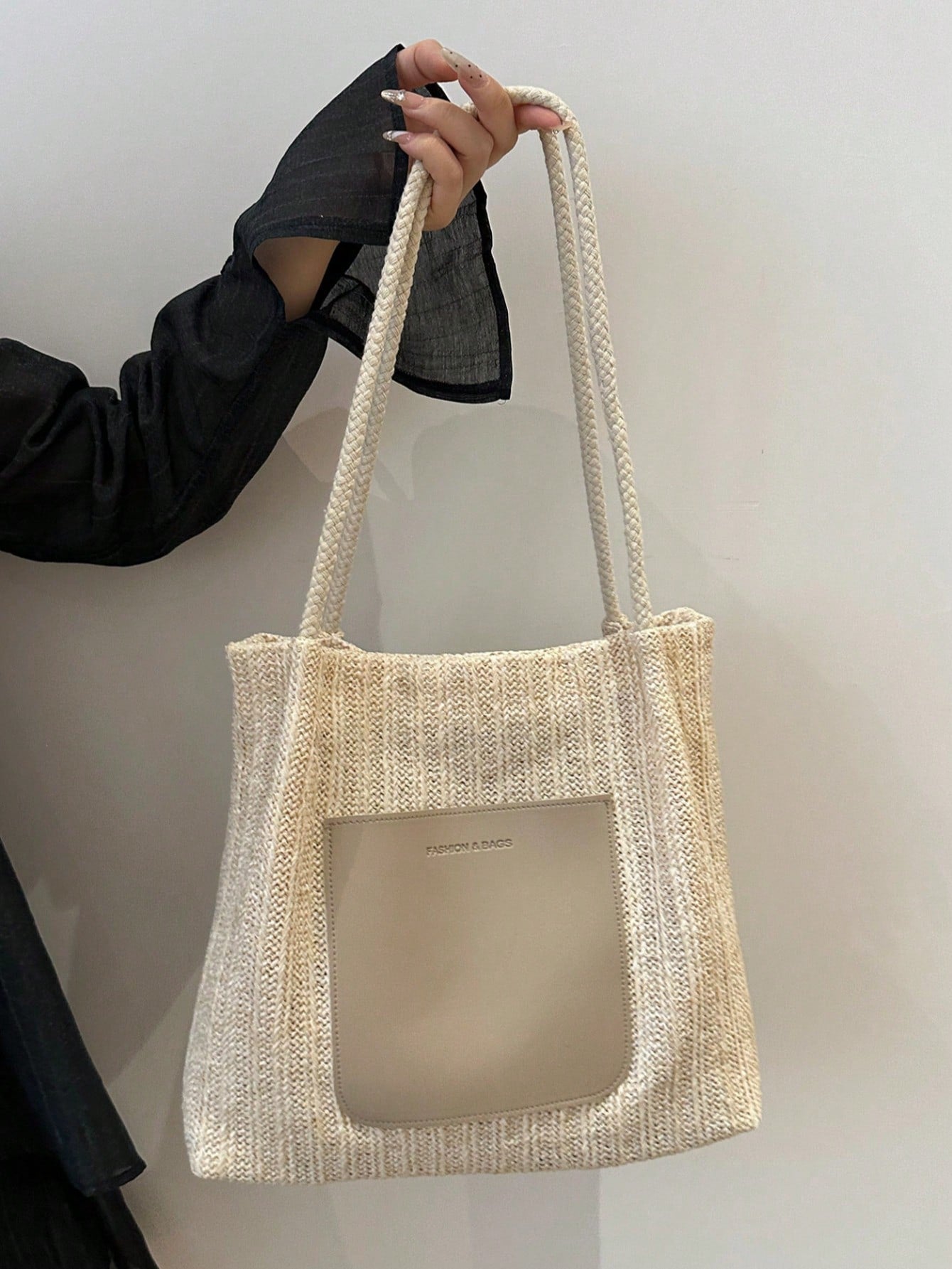 Livesso Summer Hot-Selling Straw Woven Tote Bag For Women, Sweet Style, Large Capacity, Minimalist Fresh Design, Shoulder Bag, Straw Fabric With PU Material