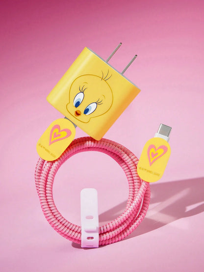 LOONEY TUNES X Data Cable Protector, Suitable For IPhone Charger, 4-Piece Set Of Mobile Phone Cable Protectors, Charger Protector (Excluding Data Cable)