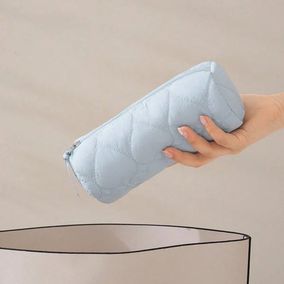Love Bow Multifunctional Cylindrical Storage Bag, Cosmetic Organizer, Student Pencil Case, Portable Travel Makeup Bag