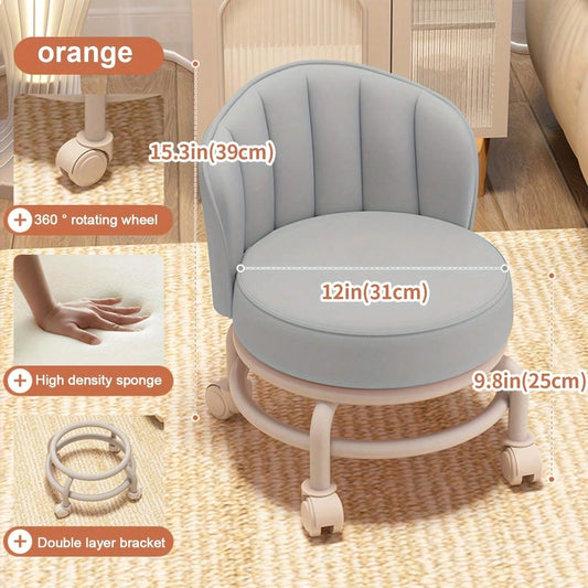 LOVEWE 360° Swivel Round Stool With Wheels, Heavy-Duty Rolling Dwarf Footstool, Versatile For Home, Office & Outdoor