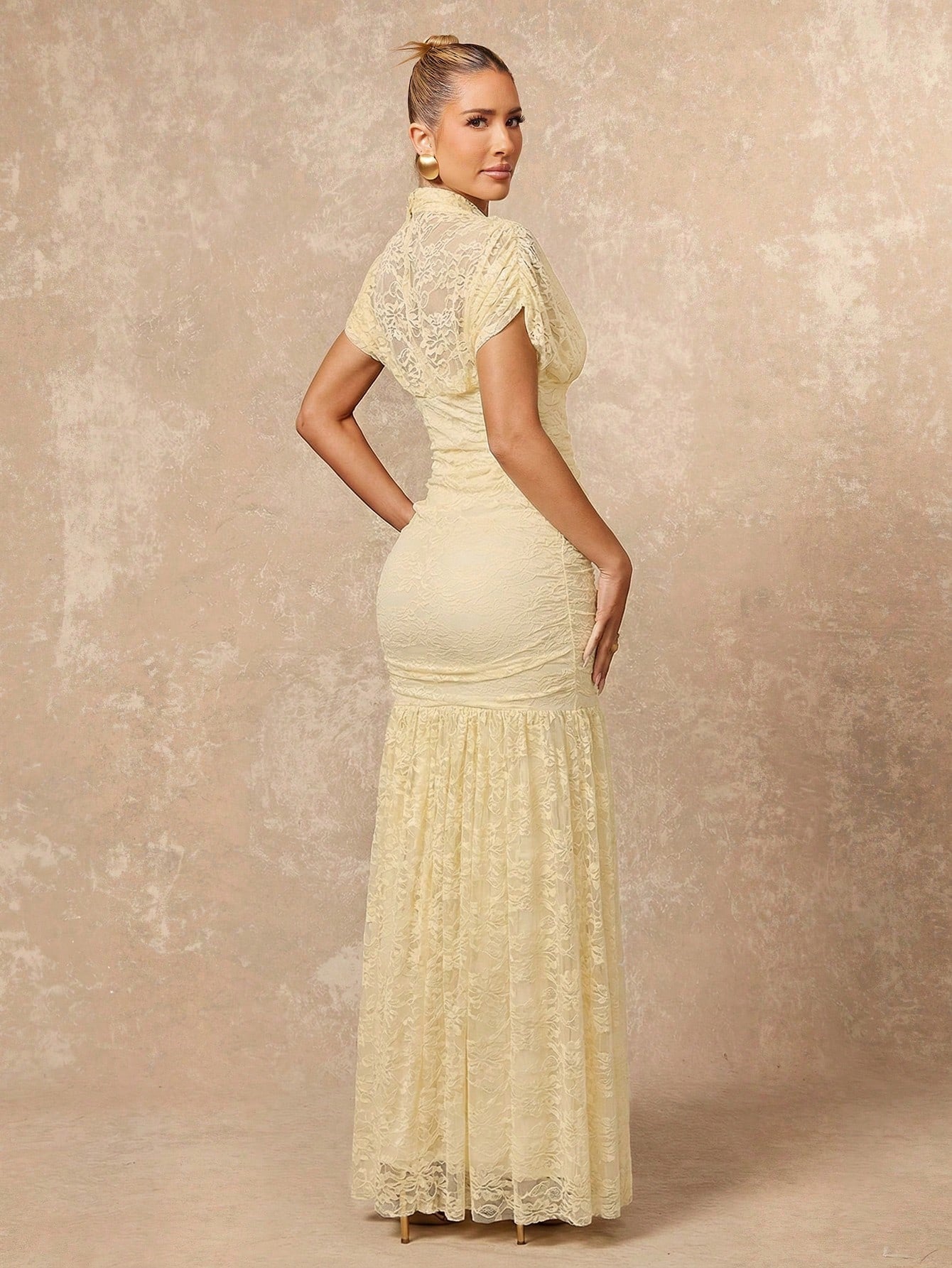 Lumalex Women's Elegant Summer Pale Yellow Lace Dress,Tea Party Gender Reveal Wedding Guest Formal Graduation Soiree Beach Quiet Luxury Striking Party Flair