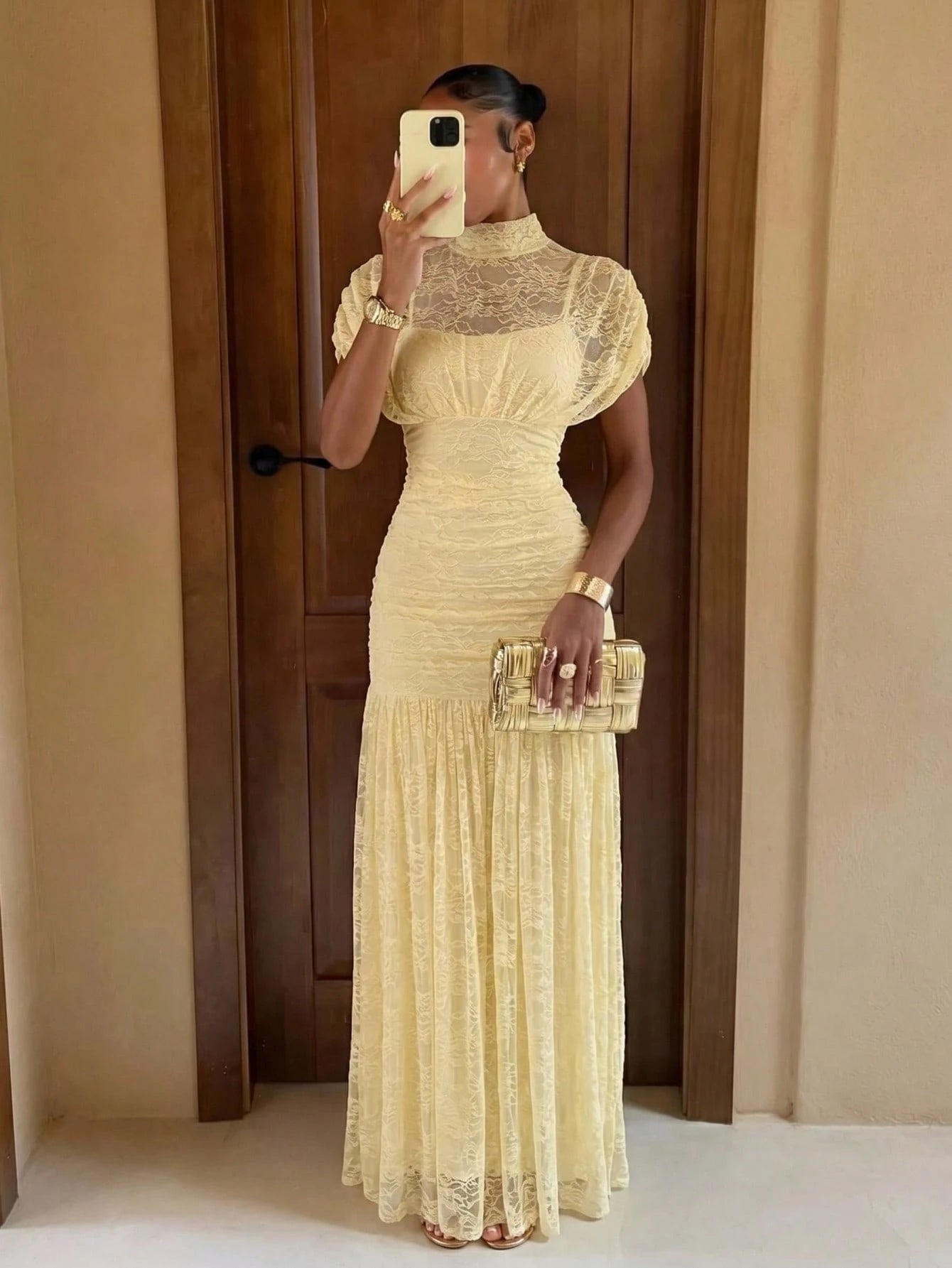 Lumalex Women's Elegant Summer Pale Yellow Lace Dress,Tea Party Gender Reveal Wedding Guest Formal Graduation Soiree Beach Quiet Luxury Striking Party Flair