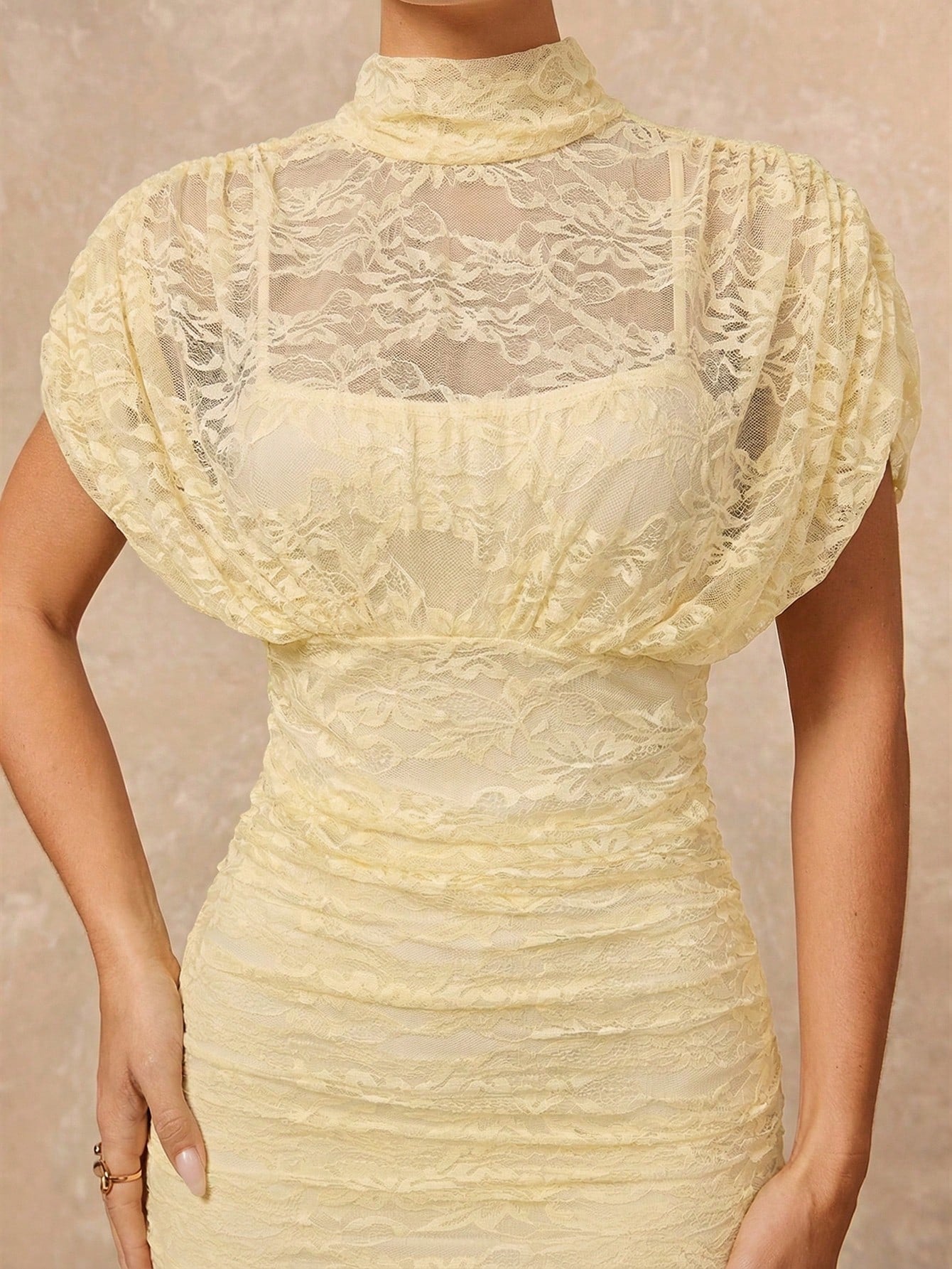 Lumalex Women's Elegant Summer Pale Yellow Lace Dress,Tea Party Gender Reveal Wedding Guest Formal Graduation Soiree Beach Quiet Luxury Striking Party Flair