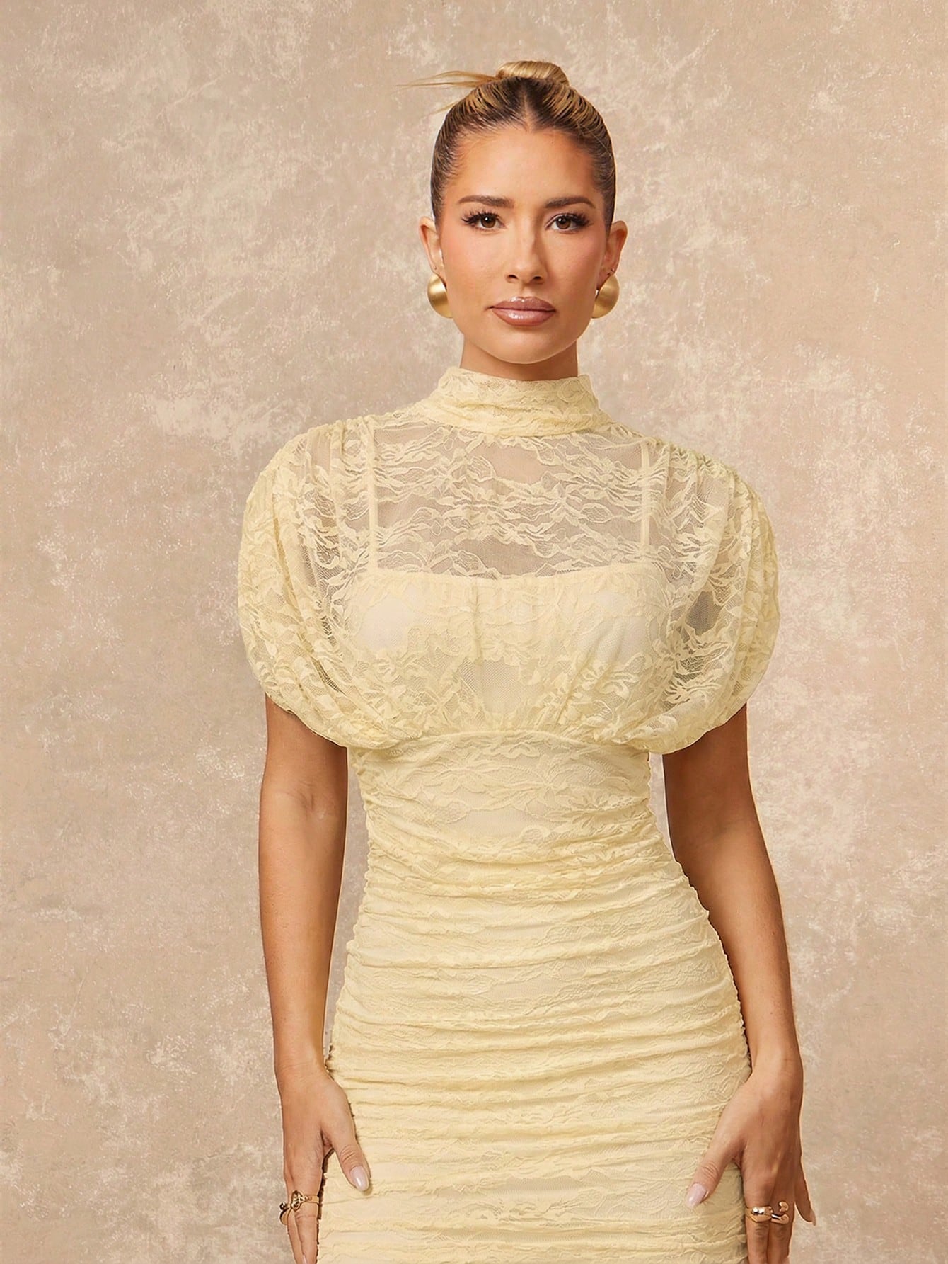Lumalex Women's Elegant Summer Pale Yellow Lace Dress,Tea Party Gender Reveal Wedding Guest Formal Graduation Soiree Beach Quiet Luxury Striking Party Flair