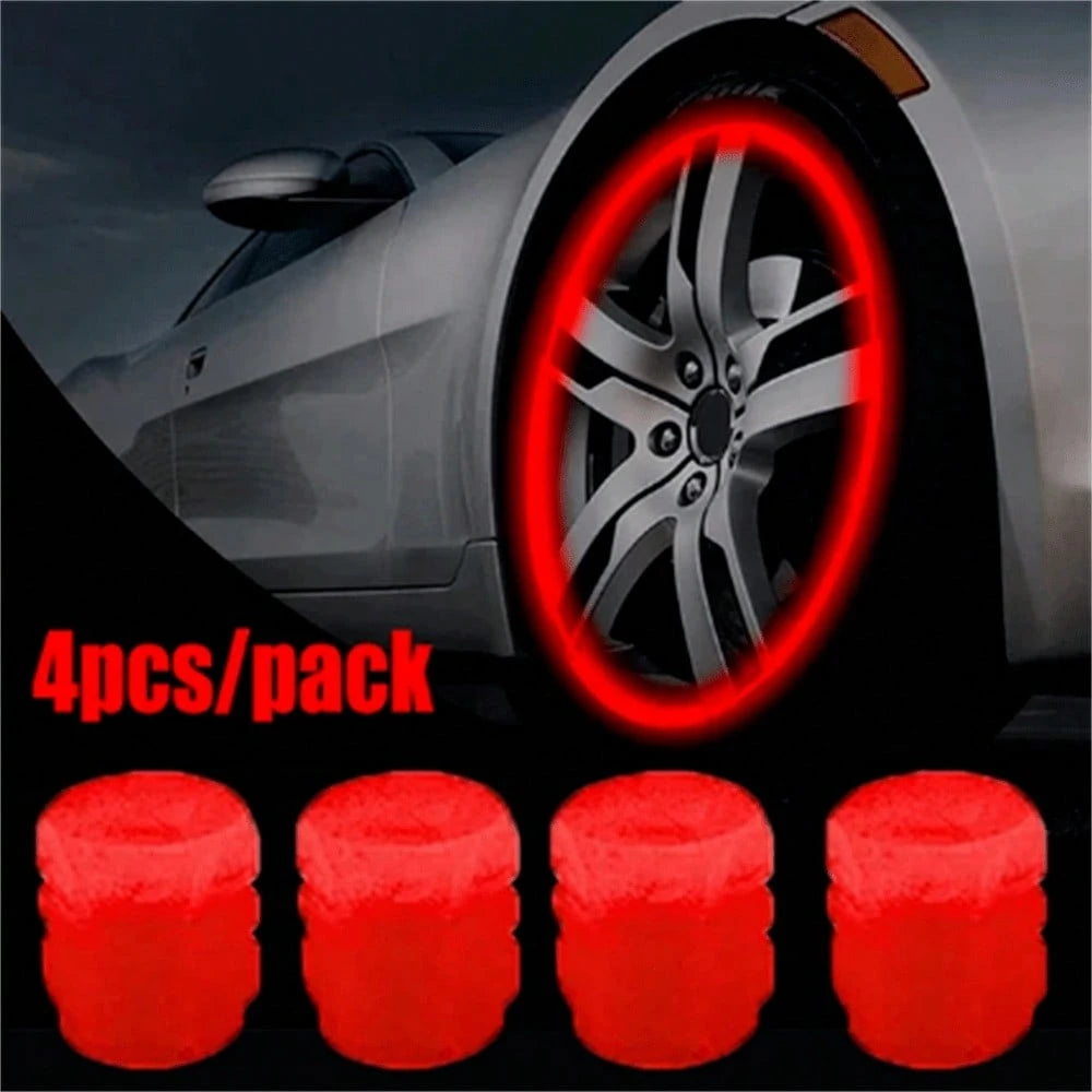 Luminous Valve Caps Fluorescent Night Car Tire Valve Caps Motorcycle Bike Glowing Decor Wheel Nozzles Tyre Cap Car Accessories